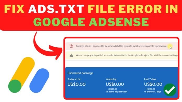 fix adsense ads.txt error on dustom domain blogger